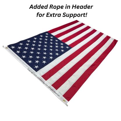 usa flag commercial 2 ply poly embroidered 12"x18", 3x5, 4x6, 5x8, 6x10, 8x12, 10x15, 10x19, 15x25, 20x30, 30x50, 50x80 ft (made in america)