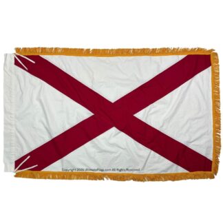 alabama flag al flags for sale cotton with pole sleeve gold fringe 3 x 5 ft.
