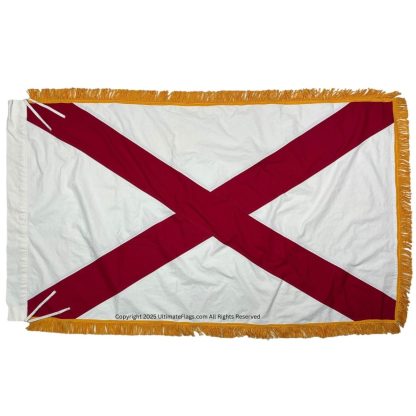 alabama flag al flags for sale cotton with pole sleeve gold fringe 3 x 5 ft.