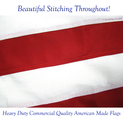 beautiful stitching throughout heavy duty american made USA flags for sale