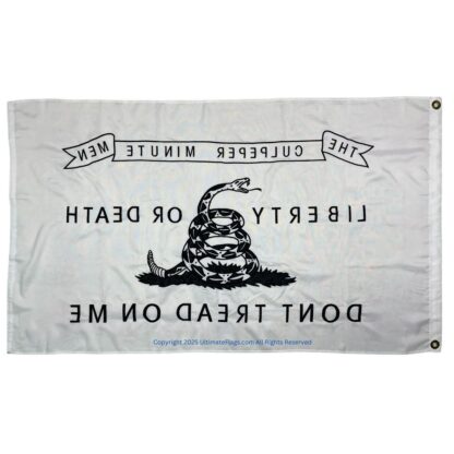 don't tread on me white culpeper minute men double nylon embroidered flag 3 x 5 ft.