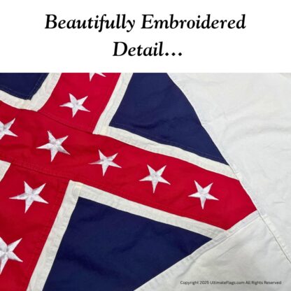 fort fisher flag – 2nd national confederate garrison flag general sam bell maxey flags – 3x5 ft cotton sewn & embroidered