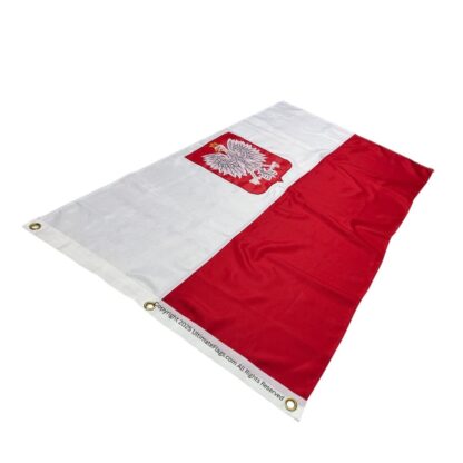 old poland flag with eagle double nylon embroidered 3 x 5 ft.