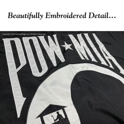 pow mia flag prisoner of war missing in action flags outdoor sewn commercial heavy duty double nylon embroidered 3 x 5 ft.