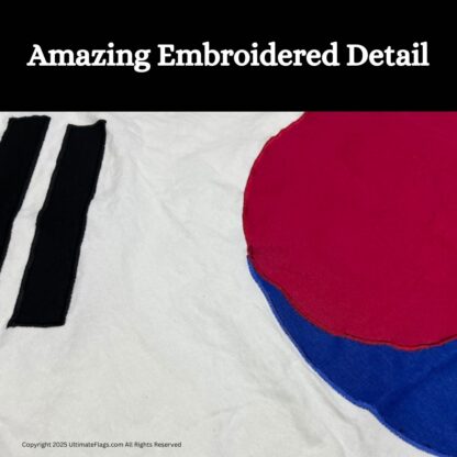south korea flag cotton embroidered sewn 3 x 5 ft
