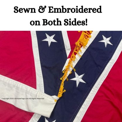 rebel flag cotton with fringe flags 3 x 5 ft. with pole sleeve / ties