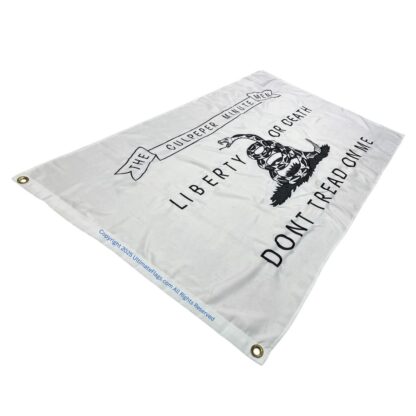 don't tread on me white culpeper minute men double nylon embroidered flag 3 x 5 ft.