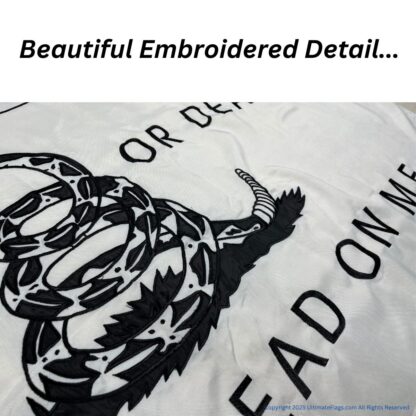 don't tread on me white culpeper minute men double nylon embroidered flag 3 x 5 ft.