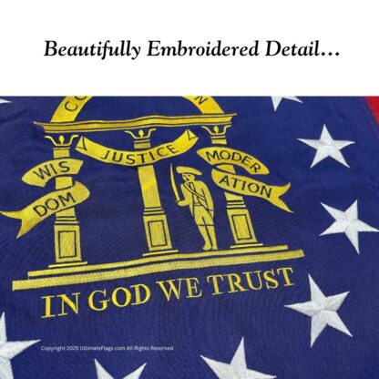 georgia flag ga flags state of georgia flag outdoor commercial double nylon sewn embroidered 3 x 5 ft.