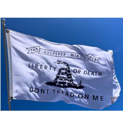 don't tread on me white culpeper minute men double nylon embroidered flag 3 x 5 ft.