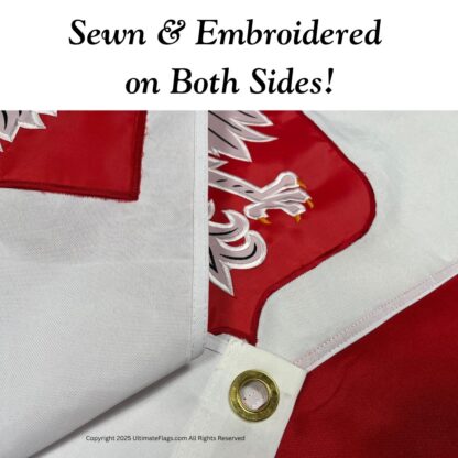 old poland flag with eagle double nylon embroidered 3 x 5 ft.