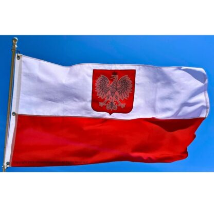 old poland flag with eagle double nylon embroidered 3 x 5 ft.