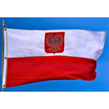 old poland flag with eagle double nylon embroidered 3 x 5 ft.