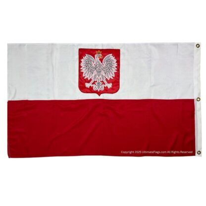 old poland flag with eagle double nylon embroidered 3 x 5 ft.