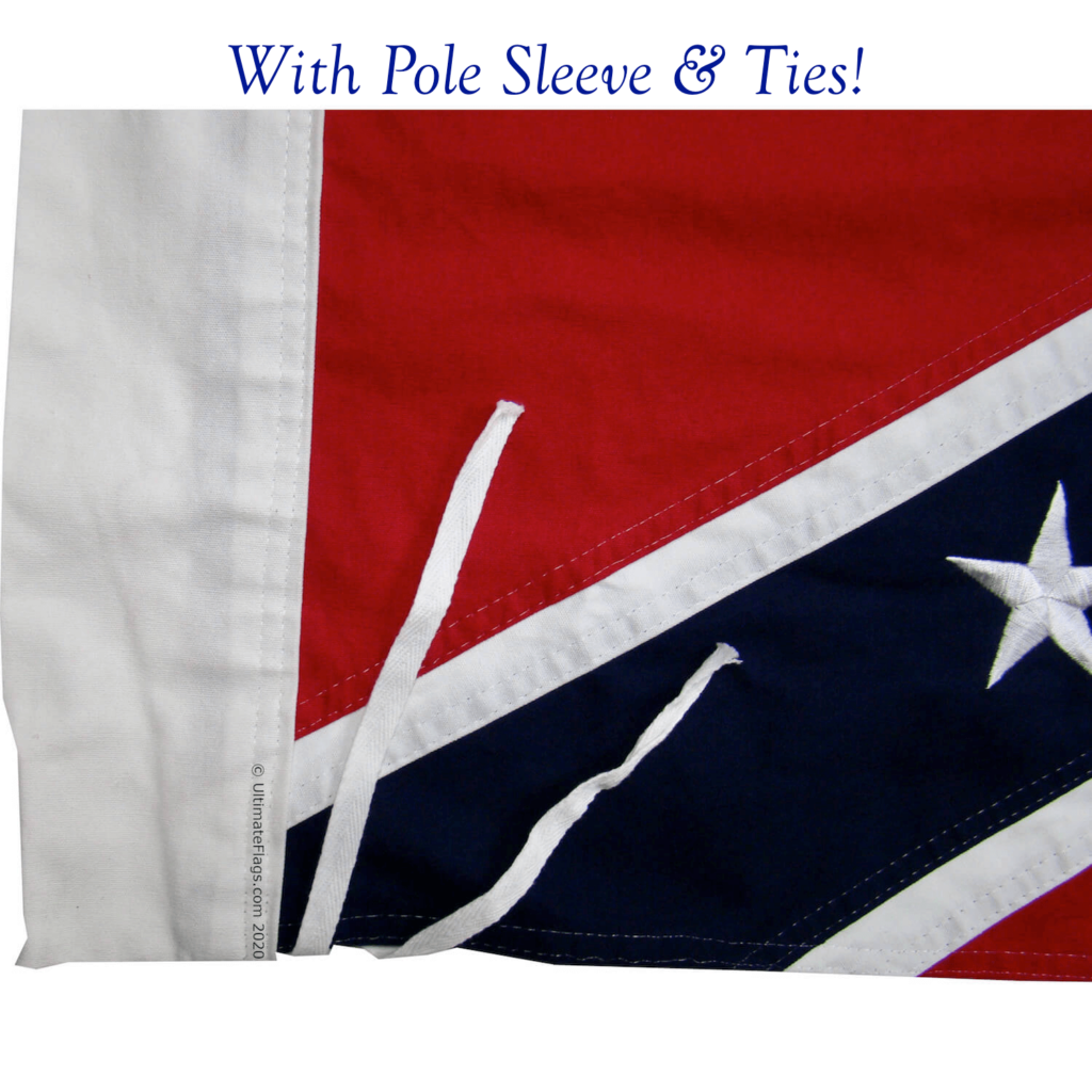 Rebel Flag Cotton 3' x 5' with ties (Reenactor Quality) Ultimate Flags