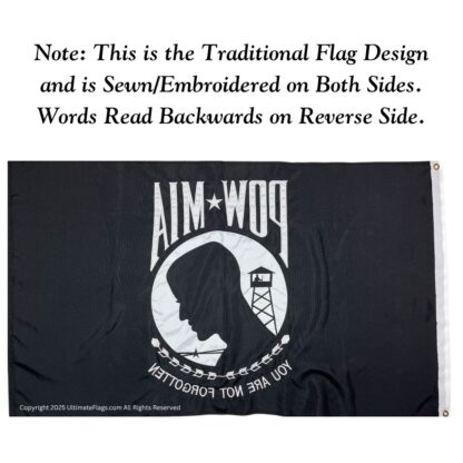pow mia flag prisoner of war missing in action flags outdoor sewn commercial heavy duty double nylon embroidered 3 x 5 ft.