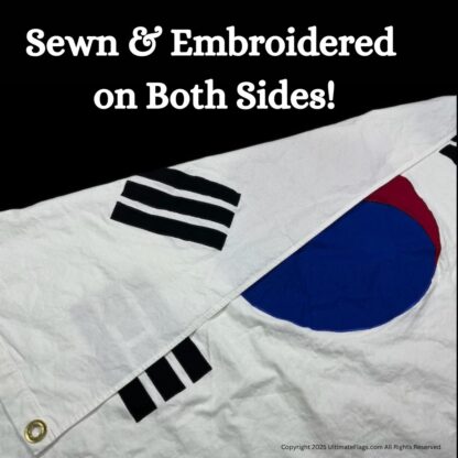 south korea flag cotton embroidered sewn 3 x 5 ft