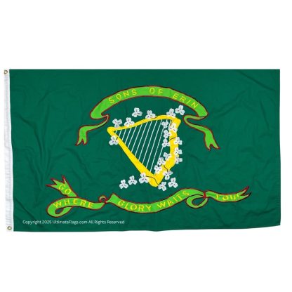 sons of erin flag irish regiment 10th tennessee flags cotton sewn 3 x 5 ft.