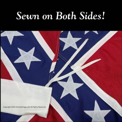 confederate 2nd national flag 3 x 6 ft. with pole hem / sleeve and ties sewn premium cotton embroidered (re enactors quality)