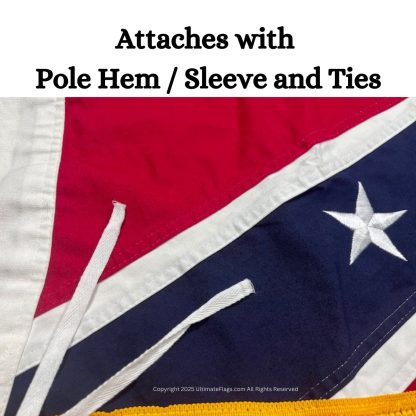 rebel flag cotton with fringe flags 3 x 5 ft. with pole sleeve / ties