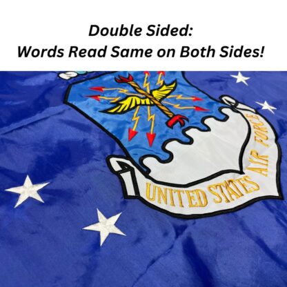 air force flag nylon embroidered double sided flags 12x18 inch, 2x3, or 3 x 5 ft.
