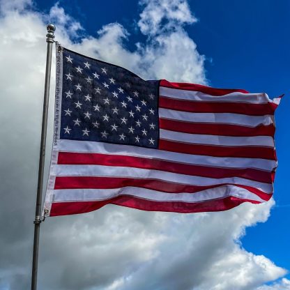 usa flag commercial 2 ply poly embroidered 12"x18", 3x5, 4x6, 5x8, 6x10, 8x12, 10x15, 10x19, 15x25, 20x30, 30x50, 50x80 ft (made in america)
