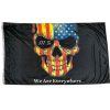 we are everywhere flag iii% usa skull flag 3 x 5 standard