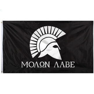 molon labe spartan flag 3 x 5 black & white (standard)