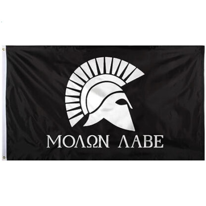 molon labe spartan flag 3 x 5 black & white (standard)