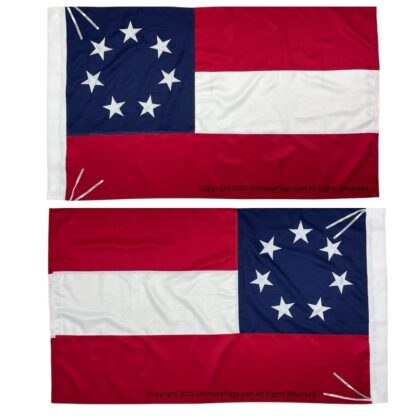 1st national confederate flag 7 stars and bars double nylon embroidered 3 x 5 ft. with sleeves/ties