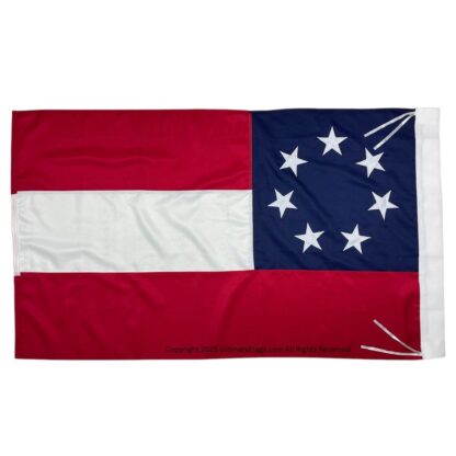 1st national confederate flag 7 stars and bars double nylon embroidered 3 x 5 ft. with sleeves/ties