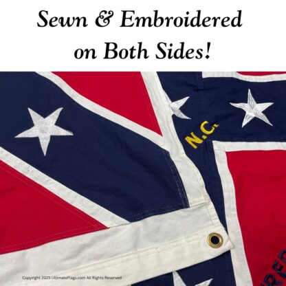 34th north carolina infantry regiment flag – 48x48 inch cotton sewn & embroidered confederate replica (with battle honors! )