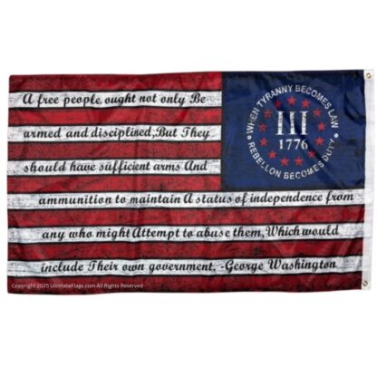 when tyranny becomes law flag 3% usa 13 star with 2nd amendment gw quote 3 x 5 ft. standard or double sided
