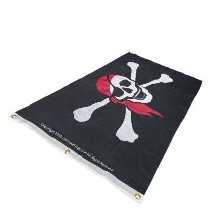 pirate flag jolly roger red hat flag 3 x 5 ft. double nylon embroidered