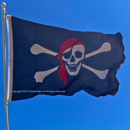 pirate flag jolly roger red hat flag 3 x 5 ft. double nylon embroidered