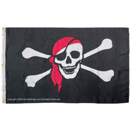 pirate flag jolly roger red hat flag 3 x 5 ft. double nylon embroidered