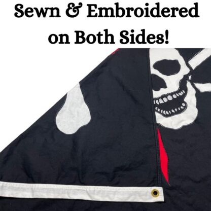 pirate flag jolly roger red hat flag 3 x 5 ft. cotton embroidered