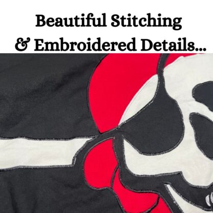 pirate flag jolly roger red hat flag 3 x 5 ft. cotton embroidered