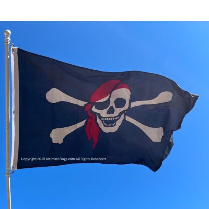 pirate flag jolly roger red hat flag 3 x 5 ft. double nylon embroidered