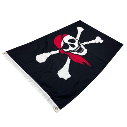 pirate flag jolly roger red hat flag 3 x 5 ft. cotton embroidered