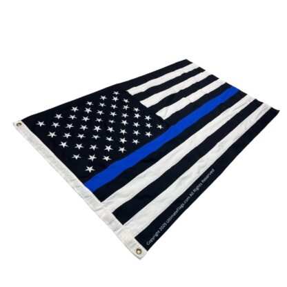 police flag thin blue line sewn & embroidered cotton indoor 3 x 5 ft