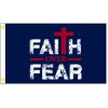 faith over fear flag -blue christian cross flag