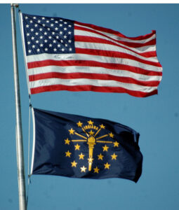 USA and Indiana Flags
