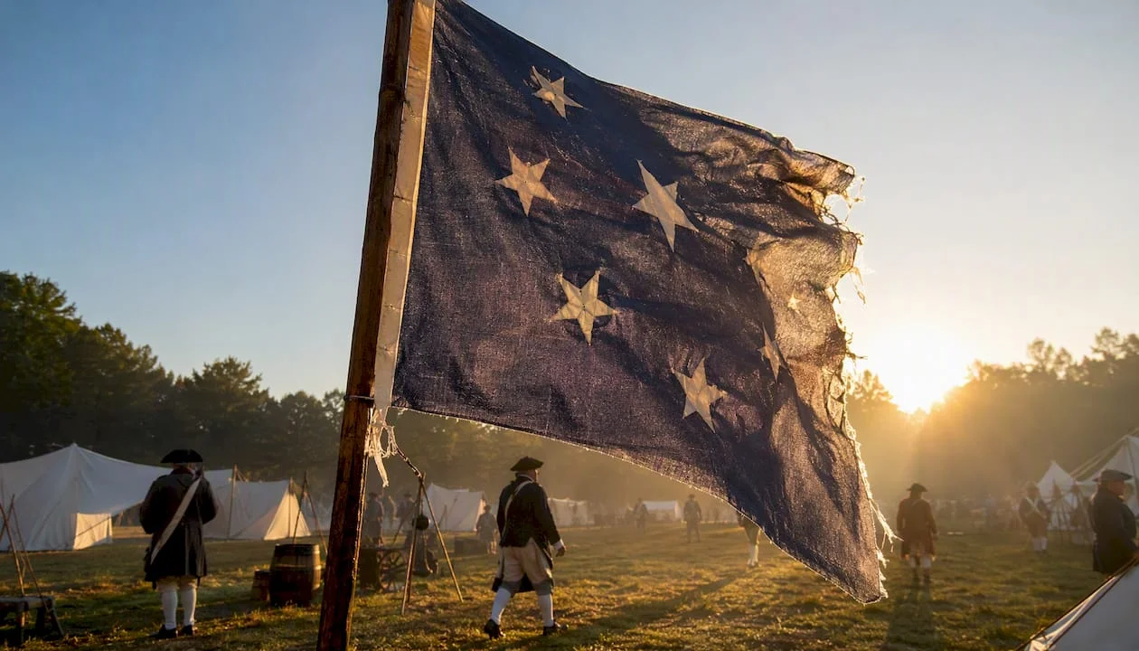 Bennington Flag waving at reenactment