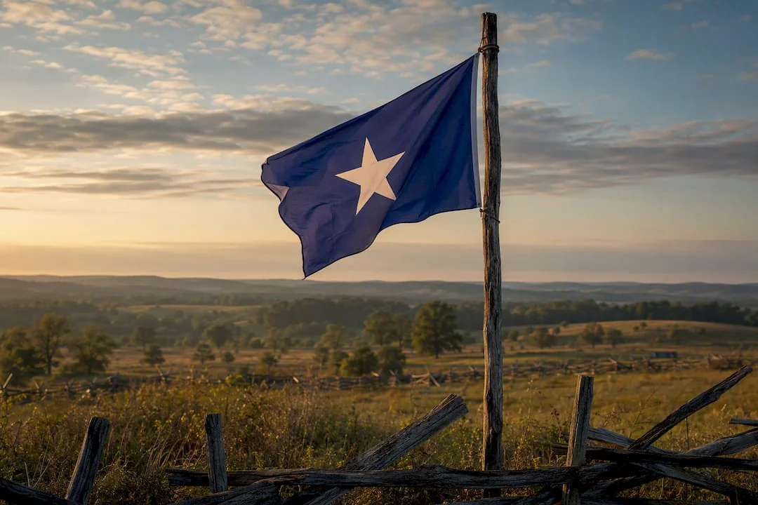 Bonnie Blue Flag waving outdoors