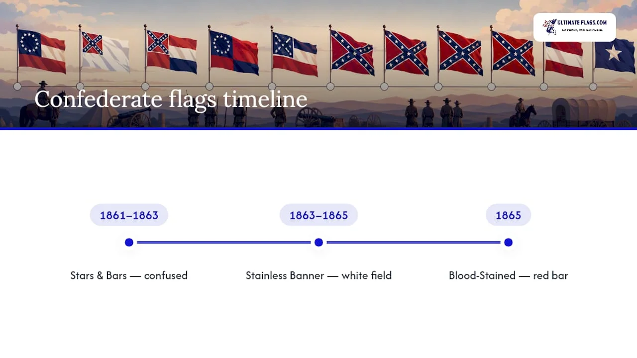 Timeline of Confederate national flags with redesign reasons
