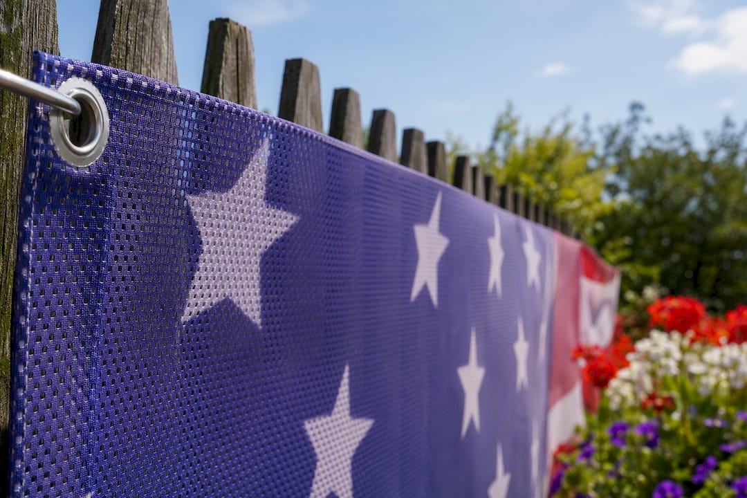 Vinyl and mesh banner fabric close-up outdoor