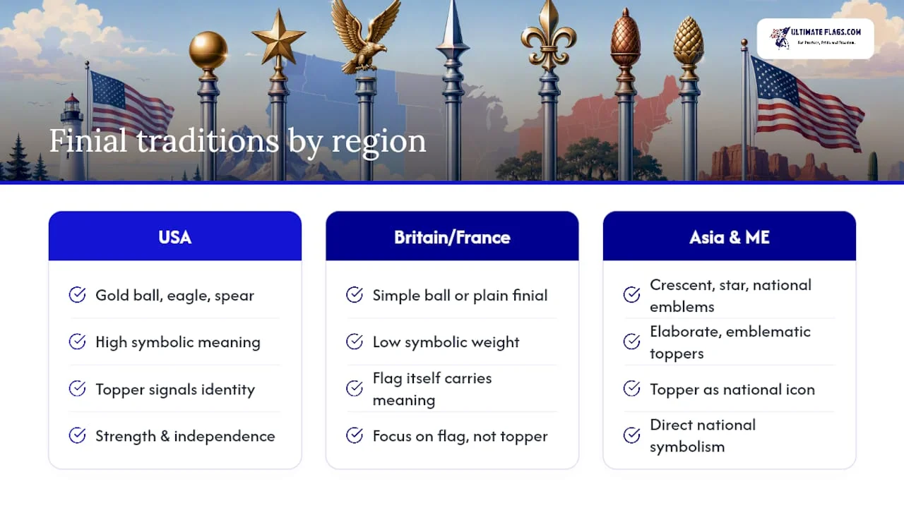 How Do Flagpole Finial Traditions Differ Around the World? — overview diagram