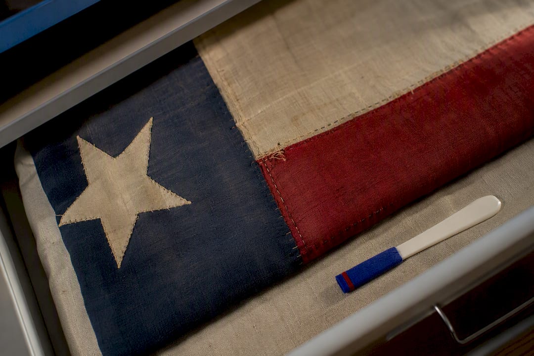 Archived Texas military banner fabric detail