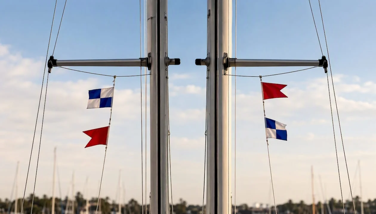 Illustration of courtesy flag position change
